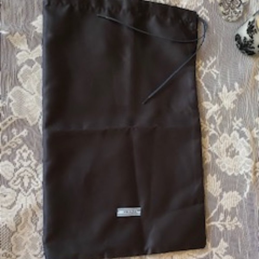 Prada Black Silky Drawstring Dust Bag w/Leather Ties